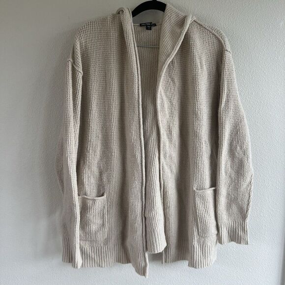 James Perse Waffle Knit Open Front Cardigan Womens Small 1 Cotton Wool - Picture 1 of 7